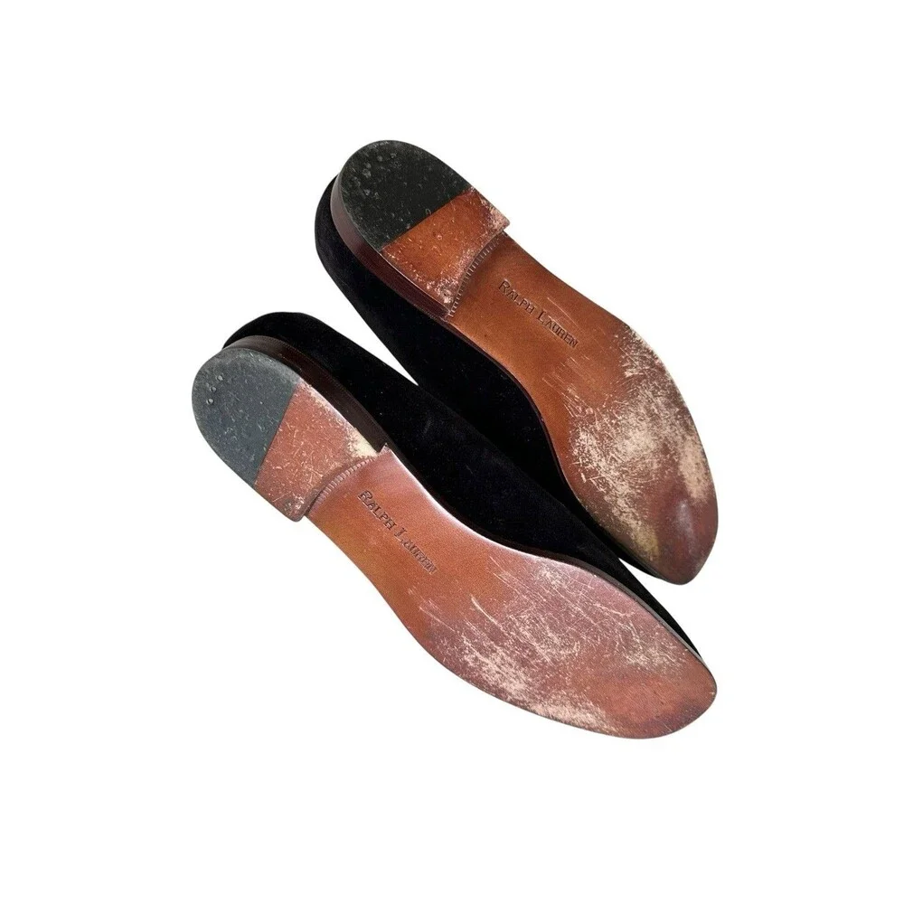 Ralph Lauren Collection Purple Label Velvet Soaking Loafers Embroidered 8 Italy